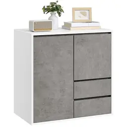 VASAGLE Sideboard mit Türen und 2 Schubladen, höhenverstellbar, modern, betongrau, 40 x 70 x 85 cm