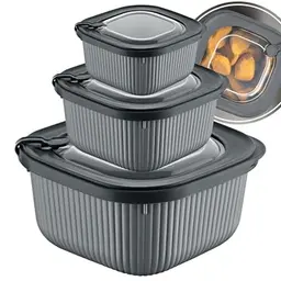 uandu Mikrowellengeschirr 3er Set – BPA-freie Frischhaltedosen mit Dampfventil, spülmaschinenfest, für Kühlschrank & Gefrierschrank