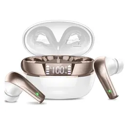 Kabellose Bluetooth Kopfhörer mit HiFi Stereo und 47 Std Spielzeit, wasserdicht, In-Ear, Weißgold