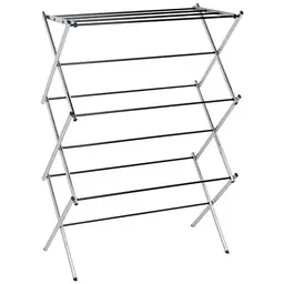 Amazon Basics Klappbarer Wäscheständer aus Stahl für Innenräume, Chrom, 74.9 x 36.8 x 106.2 cm