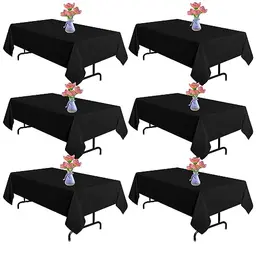 Vnituasr Polyester Tischdecke, Maschinenwaschbar, Faltenresistent, Schwarz 60x126 Zoll (6er Pack)