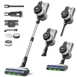 AlloyMove Akku Staubsauger 50000Pa, 70Min kabellos mit Anti-Tangle-Bürste und Wandladestation, leise für Tierhaare und Teppiche