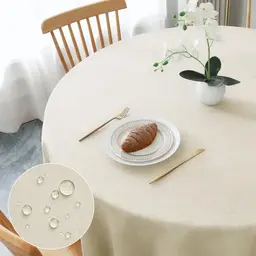 AooHome Runde Tischdecke 180cm beige, abwaschbar und wasserabweisend, kratzfest für Wohnzimmer und Garten