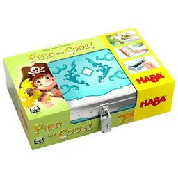 HABA Find the Code! Pirateninsel – Rätselspiel für Kinder ab 5 Jahren mit Zahlenschloss & Schatzkiste