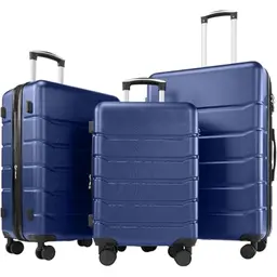 DUMOS 3-tlg. Hartschalenkofferset, Trolley Set mit 4 Rollen, Teleskopgriff, ideal als Reisekoffer