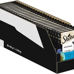 SHEBA Nassfutter für Katzen in Gelee mit Thunfisch, MSC-zertifiziert, 28 x 85g