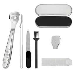 16-teiliges Fußfeilen-Set mit Fußschaber, Klingen, Nagelfeile, Reinigungspinsel und Aufbewahrungsbox