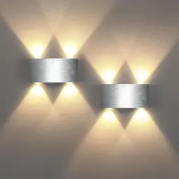 Lightsjoy 2er LED Wandleuchte Modern Silber Up and Down Wandlampe für Schlafzimmer, Flur, Wohnzimmer, Treppe - Warmweiß