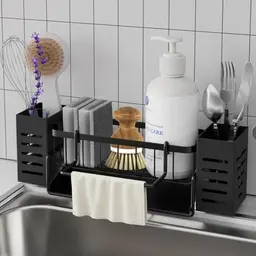 Bellovero Edelstahl Spülbecken Organizer mit Handtuchhalter und Ablage für Küche und Badezimmer