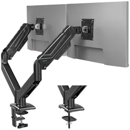 BONTEC Monitorhalterung für 2 Monitore bis 34 Zoll - Neigbar, Schwenkbar, 360° drehbar, Ergonomisch, mit Kabelmanagement