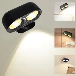 BORDEAG Wandleuchte Innen, Nachtlicht Steckdose, LED Lampe für Wohnzimmer, Schlafzimmer und Flur, Schwarz