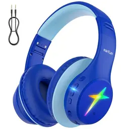 EarFun Bluetooth Kopfhörer für Kinder, 5 LED-Beleuchtungsmodi, 90 Std Akku, Faltbare, Kabellos für Schule und Reisen