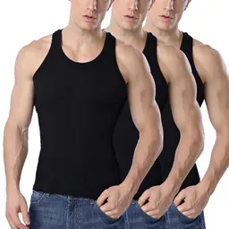 TANTOMI Herren Unterhemd 3er Pack, Tank Top, Schwarz & Weiß, für Sport, Fitness & Alltag