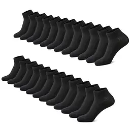 FALARY Sneaker Socken Herren/Damen, 12 Paar, kurze Baumwollhalbsocken, Schwarz, Größe 39-42