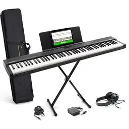 Alesis E-Piano mit 88 Tasten, 480 Sounds, Lautsprecher, Tragetasche, Ständer und Kopfhörer