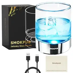 Smokpub Whisky Gläser mit RGB LED, Old Fashioned Cocktailglas, Geschenk für Männer zu Weihnachten, Geburtstag & Jubiläum