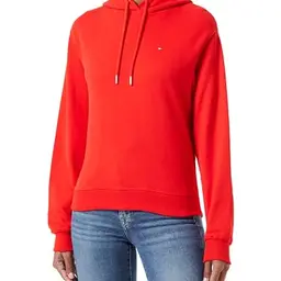 Tommy Hilfiger Damen Hoodie mit Kapuze, Rot, XS