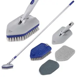 3-in-1 Schrubber mit verstellbarem Stiel - Reinigungsbürste für Bad, Fliesen und Böden