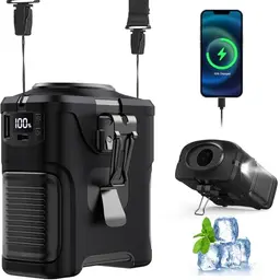 XTTANK 10000mAh Tragbarer Ventilator mit 5 Geschwindigkeiten und Taschenlampe für Camping, Wandern und Büro