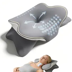 Nackenkissen mit 3D-Stütze, zertifiziert, atmungsaktiver Bezug, für Seiten-, Rücken- & Bauchschläfer