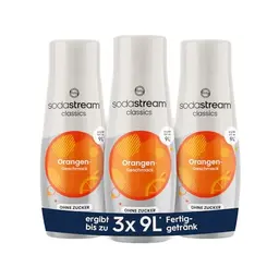 SodaStream Sirup 3x Orange ohne Zucker – 9 Liter erfrischendes Getränk, 3x 440 ml Flasche