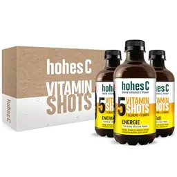 hohes C Vitamin Shots Energie (3 x 330ml) – Tägliche Power mit Orange, Cranberry und Guarana – vegan, ohne Zuckerzusatz