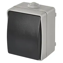 EMOS wasserdichter Klingelschalter, grau-schwarz, für Außen, 250 V~/10 AX, IP54, Aufputzmontage
