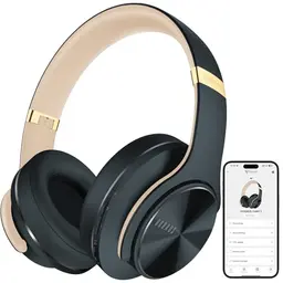 DOQAUS Over Ear Bluetooth Kopfhörer mit App, 9 EQ Modi, 90 Std. Akku, Stereo Bass, faltbar, Mikrofon, für Reisen & Alltag, Grau