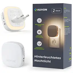 AUVON Nachtlicht mit Bewegungs- und Dämmerungssensor, 2er Set, Warmweißes LED Nachtlicht für Flur und Schlafzimmer