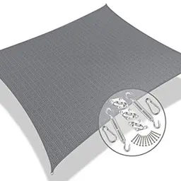 VOUNOT Sonnensegel Rechteckig 3x2,5m - Atmungsaktiver UV-Schutz für Balkon, Garten und Terrasse, Grau