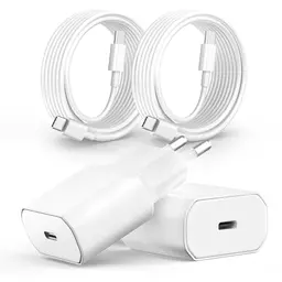2er-Pack ultradünnes 20W USB C Ladegerät für iPhone 17/16/15 Pro, iPad Pro/Air, Galaxy, inklusive 2M Schnellladekabel