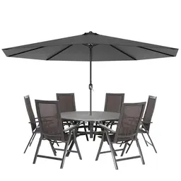 YRHome 300cm Sonnenschirm, neigbar, UV 40+, Aluminium, Dunkelgrau, für Balkon, Garten, Terrasse (ohne LED)