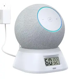 PlusAcc Ständer für Dot Max & Dot & Nest Mini mit Thermometer & Hygrometer, Tischhalterung mit Kabelmanagement – Weiß