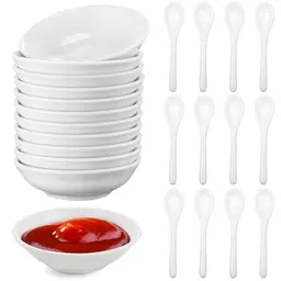 12 Tapas- und Saucenschalen, rund, mit Löffel, ideal für Soßen und Dip