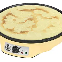 Bestron Crêpes Maker Retro Design, Ø 30 cm, inkl. Teigverteiler & Wender, Antihaftbeschichtung, 1000 Watt, Gelb