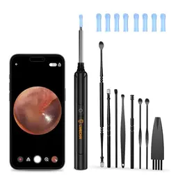 Ohrenschmalz Entferner Otoskop mit 6 LEDs - HD Reinigung für iPhone, Android, iPad, Schwarz