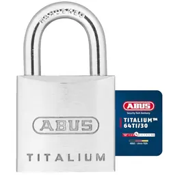 ABUS Titalium Vorhängeschloss AB64TI/30 - Spezial-Aluminium, gehärteter Stahlbügel - Sicherheitslevel 4 - 30mm