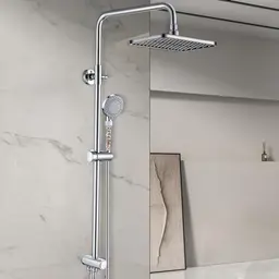 GAOZHI Duschamaturenset Regendusche Komplettset mit wassersparendem Duschkopf und verstellbarer Duschstange 90-120cm