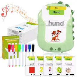 Sprechende Lernkarten Deutsch für Kinder - 168 Blätter, Montessori Spielzeug ab 1-6 Jahren, abwischbare Whiteboard Stifte