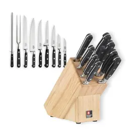 Richardson Sheffield SABATIER Messerblock 10-teilig, scharfe Messer im Holzblock, hochwertiges Design