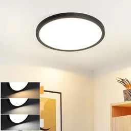 Muyuua LED Deckenlampe Rund 18CM IP44 Wasserdicht für Bad, Küche und Flur - Schwarz, 15W Augenschutz