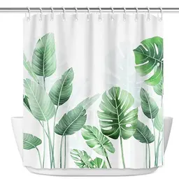 RISVOWO Duschvorhang 180x200 cm, Waschbar, Anti-Schimmel, mit 12 Haken, Strelitzia Design
