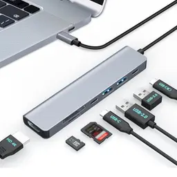 Moman USB-C Docking Station 7 in 1 mit 4K HDMI und 100W PD - Ideal für Maus, Tastatur und Speicher