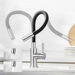 CECIPA Flexibler Küchenarmatur Schwarz mit 2 Strahlarten und 360° Schwenkfunktion