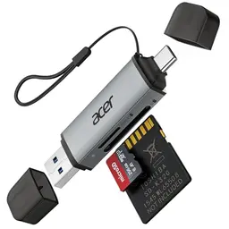 Acer SD Kartenleser, USB-C Adapter für SD/Micro SD/TF, Aluminium, kompatibel mit iPhone, Android, Windows, macOS