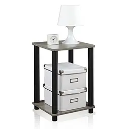 Furinno Haydn Beistelltisch in Eiche Grau/Schwarz, 34 x 34 x 50 cm