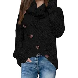 Haloumoning Mädchen Rollkragen Pullover, Langarm Strickpullover für Kinder, Schwarz, 4-6 Jahre