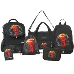 SKANDO BAGS LEGO NINJAGO Schulranzen-Set – 6-teiliges Paket, Rot