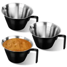 3er Set Espresso-Messbecher 100ML mit Griff - Edelstahl Kaffee-Messglas für Latte und Cappuccino