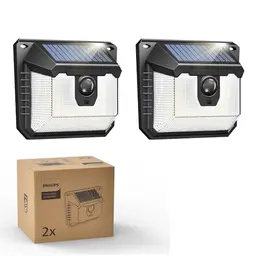 Philips Solaraußenleuchte mit Bewegungsmelder, 2er Set, wasserdicht, 3 Beleuchtungsmodi für Garten, Hof, Zaun oder Garage